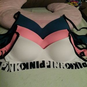 3 Gently Used PINK Bras
